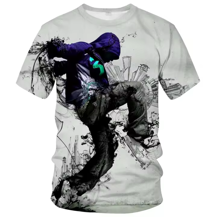 Nuevos hombres y mujeres hip hop patrón 3D impresión casual manga corta Camiseta, novedad ropa - 1