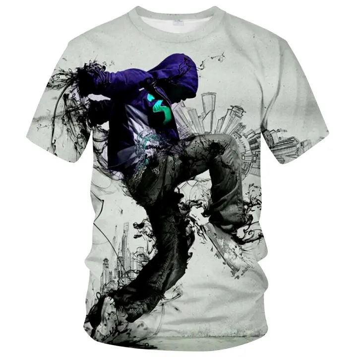 Nuevos hombres y mujeres hip hop patrón 3D impresión casual manga corta Camiseta, novedad ropa - 1
