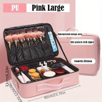 Estuche de cosméticos portátil de cuero PU, gran capacidad, bolsa de almacenamiento de maquillaje impermeable, caja de 1 unidad - details 7