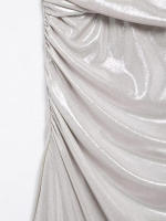 Vestido de noche para mujer con tirantes de lámina metálica, sólido, informal, sin mangas, elegante, fruncido, sin espalda, forrado - details 10