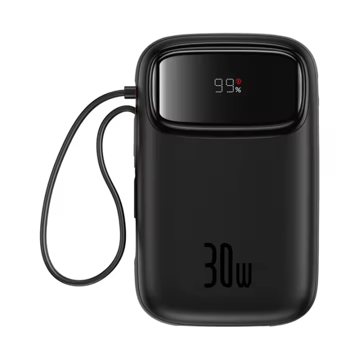 Baseus Power Bank de Carga Rápida 10000mAh, Cable Tipo-C de 30W, Adecuado para Viajes Aéreos, Conector Micro USB - 1