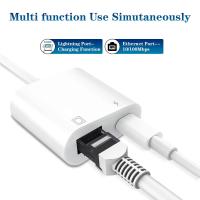 Adaptador 2 en 1 de Red Ethernet Carga Port Compatible con iPhone/iPad/iPod Conversor DC-DC Metal - details 1