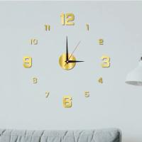 Reloj de pared silencioso DIY 3D de gran tamaño, negro/dorado/plateado, reloj adhesivo de pared moderno y sencillo sin perforaciones - details 9