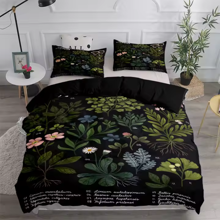 Juego de funda nórdica/Doona de arte botánico, juego de ropa de cama individual, doble, Queen, King, Cal King - 1