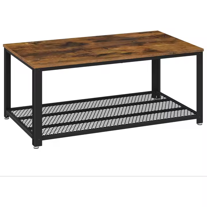 Mesa de Centro Industrial Diseñada Ideal para Televisión, Salón, Gran Estante, Patas Ajustables, Protege el Suelo, Estructura de Metal, Estable, Fácil de Montar - 1