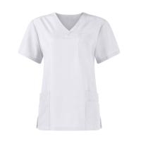 Uniforme de enfermera de color sólido para mujer, traje de pantalones de manga corta con cuello en V de tela de secado rápido, uniforme de enfermería con múltiples bolsillos - details 30