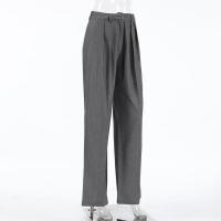 Otoño Invierno nuevo en pantalones de pierna recta para mujer pantalones sueltos de cintura alta sólidos para mujer pantalones de vestir calientes - details 2