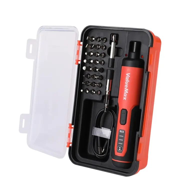 Destornillador eléctrico ValueMax de 3.6V, 5.4Nm con 24 accesorios, luz LED, indicador de batería y cargador, bricolaje profesional - 1