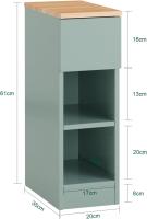 Auxiliares para Salón Mesilla de Noche Estrecha para Dormitorio con 1 Cajón y 1 Compartimento Abierto Blanco y Madera 20 x 35 x 60 cm FBT111-WNx2 ES - details 30