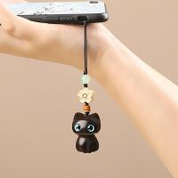 Colgante para teléfono, colgantes para llaves de coche, colgante de estilo chino, colgante de gato de la suerte, anillo para teléfono móvil, llavero de madera de sándalo, correa para llavero - details 13