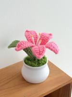 Flores tejidas a mano en maceta de lirio, maceta de flores tejidas de ganchillo delicado, regalo para el día de la madre - details 2