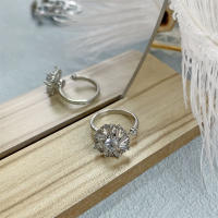 Anillo giratorio de flor de molino de viento con copos de nieve de circonio de cristal a la moda para mujeres y niñas, joyería para fiesta, regalo antiestrés - details 8