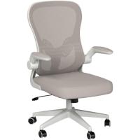 Oficina con reposabrazos abatibles y soporte lumbar, altura ajustable, gris - details 1