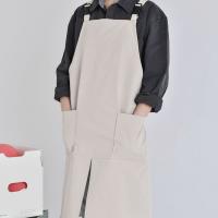 Delantal impermeable de estilo japonés coreano para uso doméstico con bolsillos, delantal de cocina de Color sólido, delantal sin mangas ajustable Simple para adultos - details 2