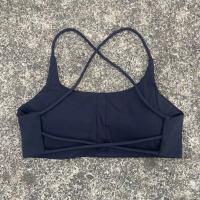Sujetador deportivo suave para mujer, ropa interior sexy con tirantes finos, espalda cruzada, top hueco, ajustado, gimnasio, yoga, entrenamiento atlético con almohadilla para el pecho - details 10