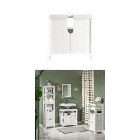 SoBuy Armario de Baño Mueble Baño Auxiliar Organizador con 1 Comportamiento Abierto y 2 Puertas 70 x 35 x 90 cm Blanco BZR121-W ES - details 22