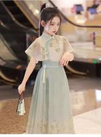 Conjunto de falda con cara de caballo para niña, Hanfu Xianqi Qing de verano para niños, nuevo estilo fino antiguo chino Tang mejorado - details 6