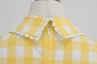 Falda a cuadros, cuello de muñeca vintage, vestido de encaje, picnic, Juego - details 7