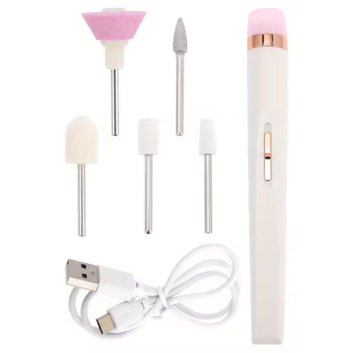 Kit de taladro eléctrico HB para uñas, Conjunto de manicura y pedicura recargable por USB con motor de alta velocidad, 4 - 1