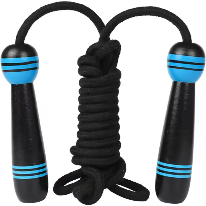 Cuerda para saltar para niños, cuerda para saltar con mango de madera, cuerda para saltar ligera y ajustable para niños y niñas, Fitness - 1