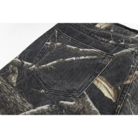 Pantalones capri para hombre con diamantes cortados en llamas de moda superior en 2025, pantalones vaqueros casuales de hip-hop para parejas, pantalones cortos lavados de calle americana para deportes de verano al aire libre - details 8