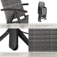 Respaldo Ajustable y Reposapiés, Silla Conjunto Jardín Exterior, Muebles Jardín Exterior Resistentes a Intemperie, Reposabrazos en Madera - marrón - details 13