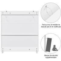 Mueble Zapatero de 2 Puertas Armario de 4 Niveles para Zapatos Mueble Auxiliar con Cajón y Estantes Ajustables para Entrada de Salón 78 x 37 x 86 cm Blanco - details 5