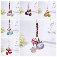 Llavero único y bonito Maneki Neko con flor de cerezo, colgante de gato de la suerte fantástico, mochila, dijes, decoración para bolso, correa para teléfono para niñas - details 1