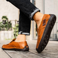 Zapatos De Cuero Hechos a Mano Para Hombre Mocasines Casuales Cómodos Zapatos Planos Para Exterior Caminar Talla Verdadera Para Adultos - details 22