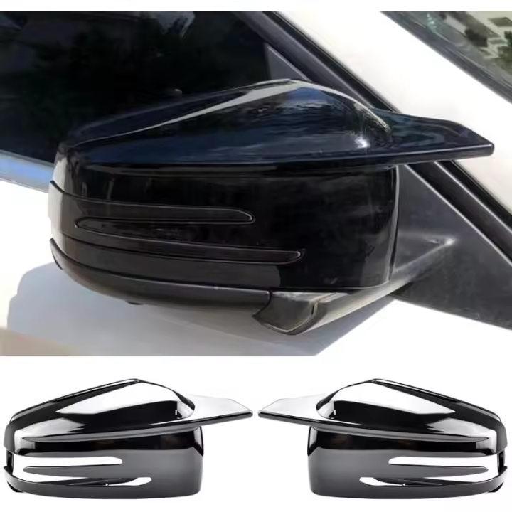 Fouedy-cubiertas de tapa de espejo lateral para Mercedes Benz W176 W246 W212 W204 C117 X156 X204 W221 C218 A B C E S CLA GLA GLK Class negro - 1