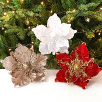 Flores Navideñas Artificiales Brillantes Decoración de Árbol para Hogar - details 1
