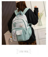 Mochila escolar para niñas adolescentes con diseño de conejo lindo, mochila de moda con contraste de colores, mochila fresca par - details 5