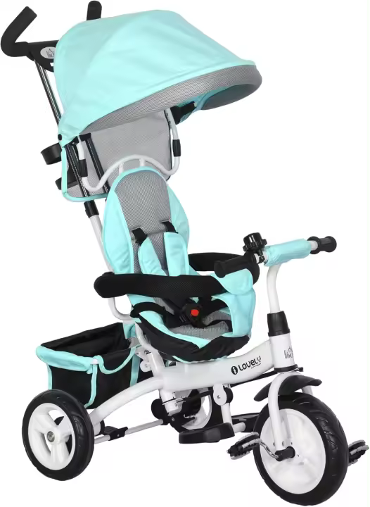 Triciclo para Bebés 6 en 1 Evolutivo con Toldo Plegable, Mango de Empuje, Cinturón de Seguridad, Cesto de Carga 25kg Deportes y Aire Libre - 1