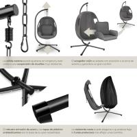 Columpio de Jardín Exterior con Estructura Silla Colgante Giratoria Altura Ajustable - details 4