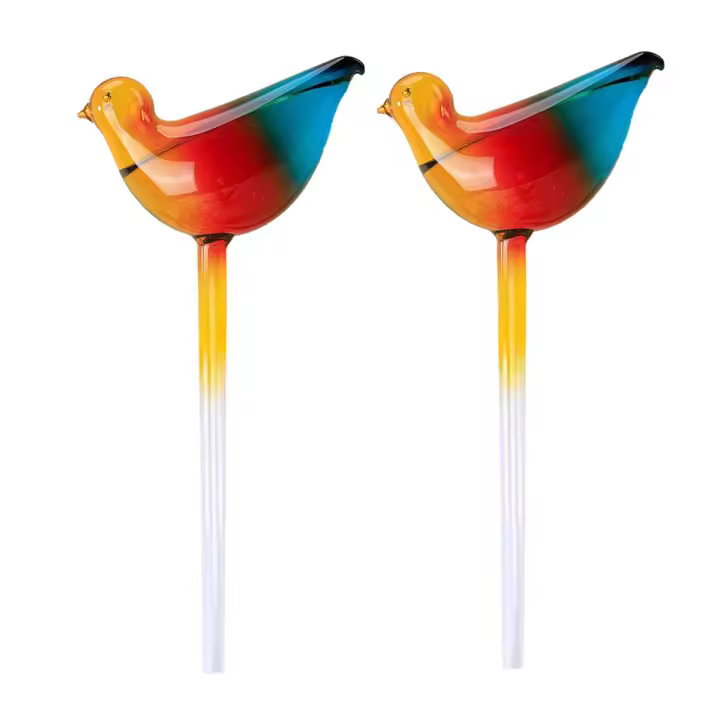 Globos de autorriego para plantas con forma de pájaro, bombillas de agua de vidrio, inserto de jardinera de autorriego automático para plantas de interior - 1