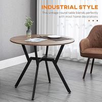 Mesa de comedor redonda industrial con tapa de madera y marco de acero para salón, carga 60 kg Ø90x76 cm - details 2