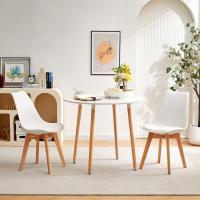 Mesa de Comedor, Estilo escandinavo Ronda Mesa y Patas de Madera de Haya, 80*72 cm, Color Blanco - details 21