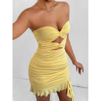 Vestido ajustado con volantes y volantes calados sin tirantes para mujer, novedad de 2024 - details 1