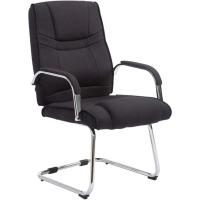 Tapizada En Tela & con Base De Metal I Silla De Conferencia con Reposabrazos, Color:Negro/Negro - details 30