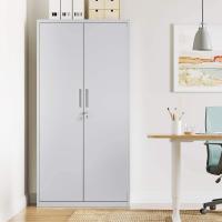 Armario de Garaje de 5 Estantes con 2 Puertas, Armario de Oficina, 40 x 80 x 180 cm, 1 Cerradura, Estantes Ajustables, Gabinete de Metal, Gris Mate OMC015G01 - details 4