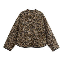 TRAFZA-abrigo de algodón con estampado de leopardo para mujer, abrigo holgado informal de manga larga con bolsillos y una hilera de botones, para invierno, 2024 - details 5