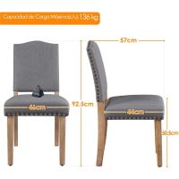 Juego de 4 sillas de comedor con respaldo alto, sillas de cocina, patas de madera maciza, diseño clásico, con botones bronceados, sillones y sillas para salón, asientos tapizados - details 32