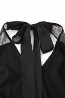 OUWU- Moda Mujer Sexy Slim Encaje Empalme Ver A Través Halter Vestido Francés Negro Sin Mangas Cuello Vestido Fiesta Bata - details 4