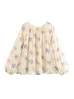 Camisa Elegante Translúcida Con Estampado De Flores Simple Para Mujer - details 1