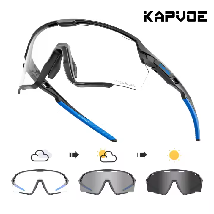 Kapvoe-gafas de sol fotocromáticas para deportes al aire libre para hombre, lentes de ciclismo de montaña, para correr, Color Rojo - 1