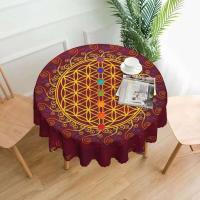 Mantel circular mandala, flor de loto de la vida, impermeable, resistente al aceite, 60 pulgadas, forma geométrica sagrada - details 146