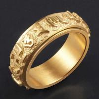 Mantra de seis caracteres giratorio de acero de titanio para hombre, anillo con esvástica, corazón, sutra, nube auspiciosa - details 1