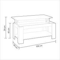 Mesa Centro con Revistero Elegante Acabado en Blanco Artik Medidas: 102 cm (Largo) x 43/54 cm (Alto) x 50 cm (Fondo) - details 2
