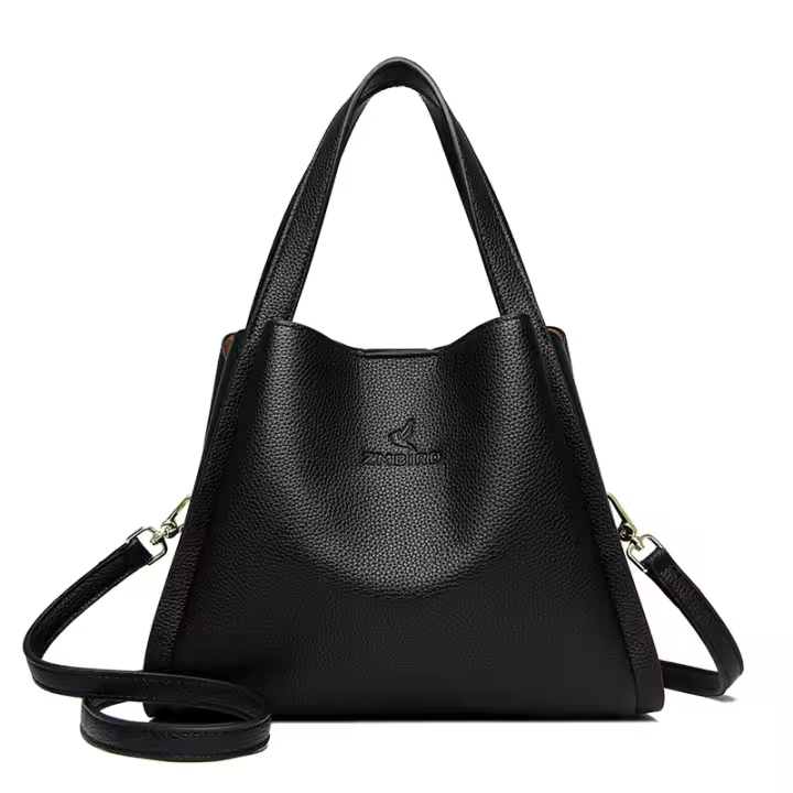 Bolso de mano grande de cuero suave auténtico para mujer, bolsos de hombro cruzados, bolso tote de gran capacidad. - 1