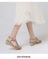 Sandalias de cuña para mujer, verano 2025, nuevo estilo, modernas y cómodas, con banda elástica, zapatos romanos con temperamento. - details 1